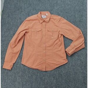 Roper Western Shirt Womens Medium Orange Check Pearl Snap Cowboy Festival Rodeo